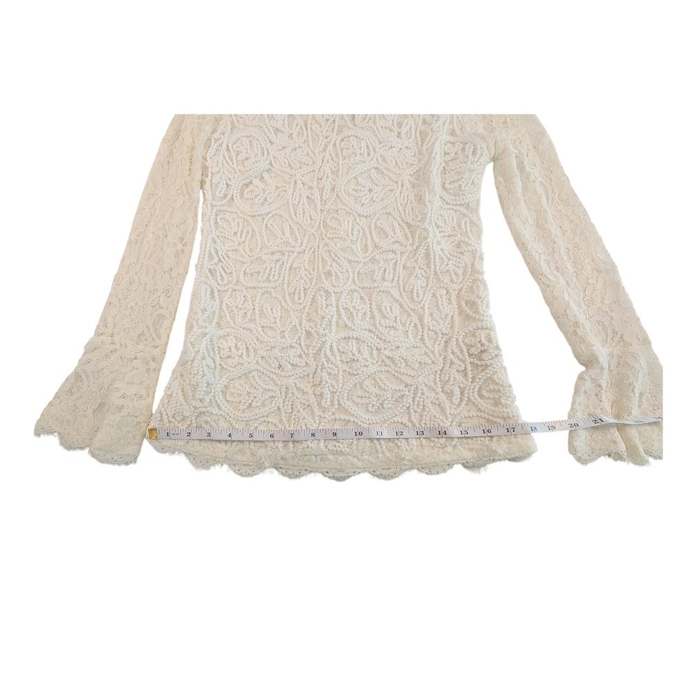 Soft Surroundings White Lilith Lace Bell Sleeve Textured Embroidery Lined Size S - Picture 8 of 12